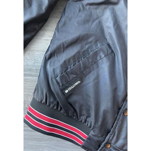 Holloway Youth Black Athletic Baseball Jacket Size L Snap - Picture 4 of 4
